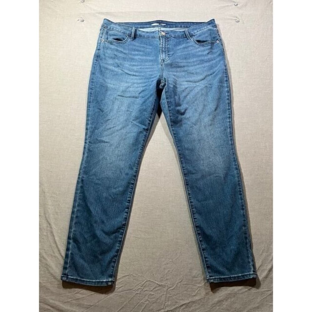 Old Navy Pants Womens 18 Blue Denim Super Skinny Pocketed Belted Ladies 38x28.